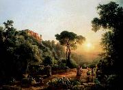 Karoly Marko the Elder Landscape near Tivoli with Vintager Scens painting